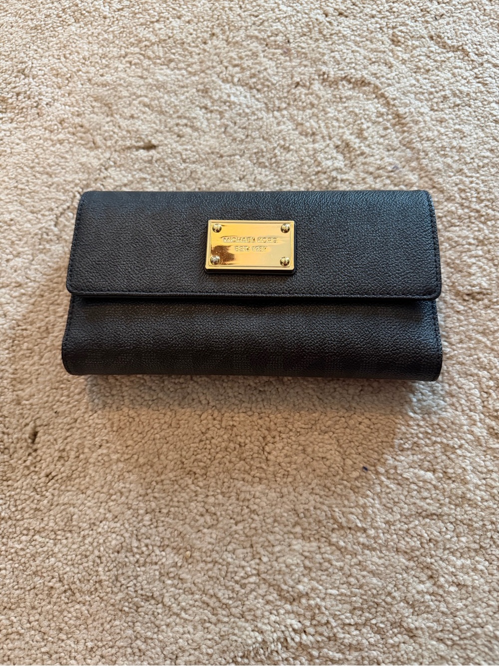 MICHAEL Michael Kors Black Wallet with Gold Plaque